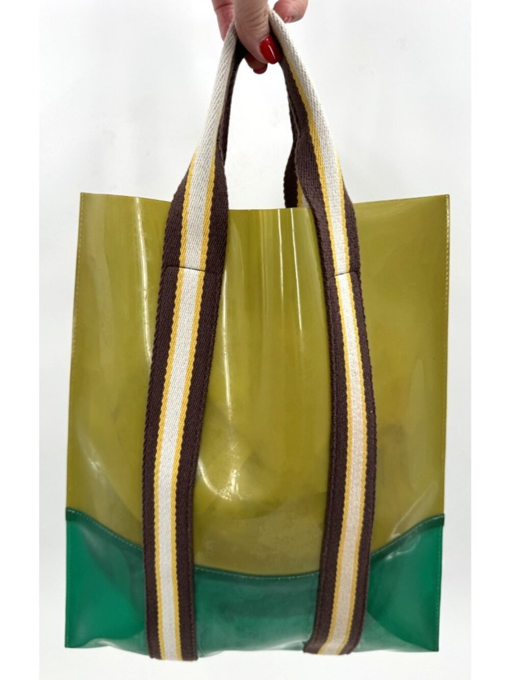 MARNI for H & M Large PVC Plastic Market Bag Shopping Tote Bag Handbag Purse
